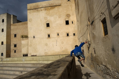 Jumping In Fes. Morocco